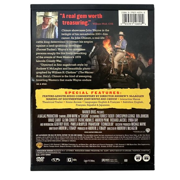 John Wayne Chisum DVD 1970 Western Andrew V McLaglen Warner Bros Fullscreen PG - Picture 2 of 7